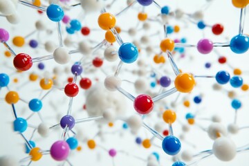 Colorful spheres connected by transparent rods.
