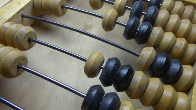 Old wooden abacus close up