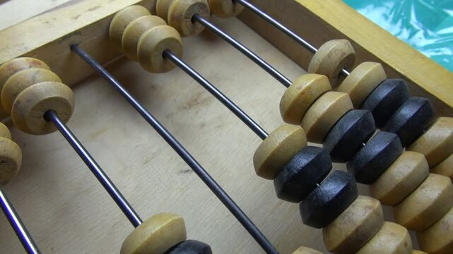 Old wooden abacus close up