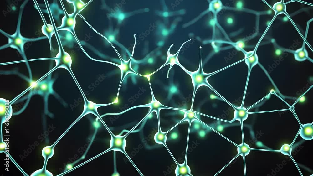 Poster a visual representation of neurons showcasing their connections, emphasizing scientific exploration 