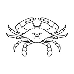 black and white crab vector illustration. seafood and fish. Stone crab flat, sea crab silhouette vector graphics.