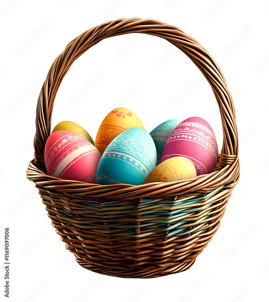 Aufkleber easter basket isolated on a transparent background created with generative ai technology