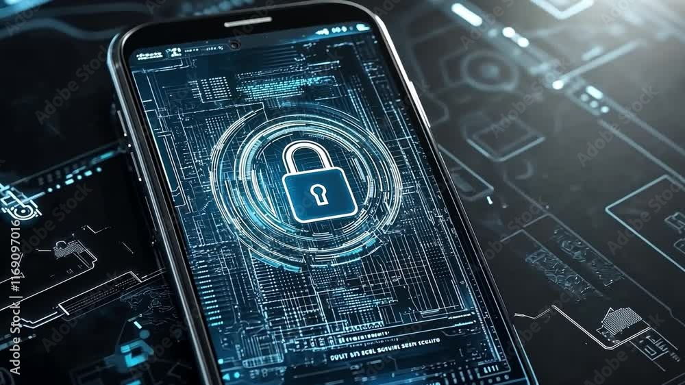 Poster exploring the features of a neobanking application on a smartphone with security focus