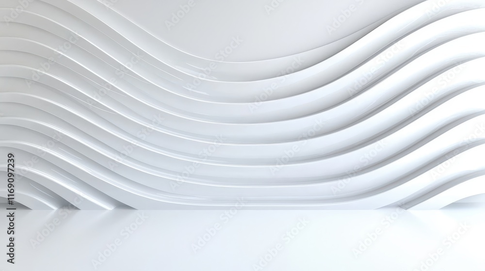 Aufkleber abstract white waves on smooth background creating a modern and minimalistic interior design effect
