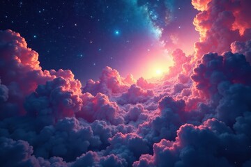 Glowing nebulae clouds drifting through space, radiant mist, glowing gas