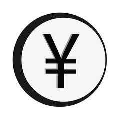 yen currency symbol icon.black and white circle shape,flat icon of Japanese Yen or Chinese Yuan currency symbol,currency icon.Vector illustration on white background.Money label.