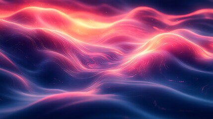 Obraz premium Abstract Pink and Blue Wave Energy Landscape