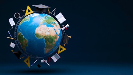 Fototapeta premium The Globe of Learning Tools and Symbols World of Education