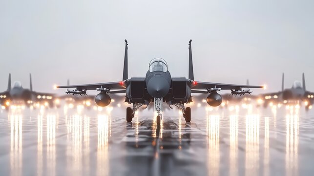 powerful military jet takes off, dynamic perspective, afterburner flames, tracking mission setting, digital artwork, isolated on white background
