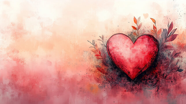 Subtle peach gradient with a simple hand-drawn heart at the bottom, leaving space above for text. with copy space for text