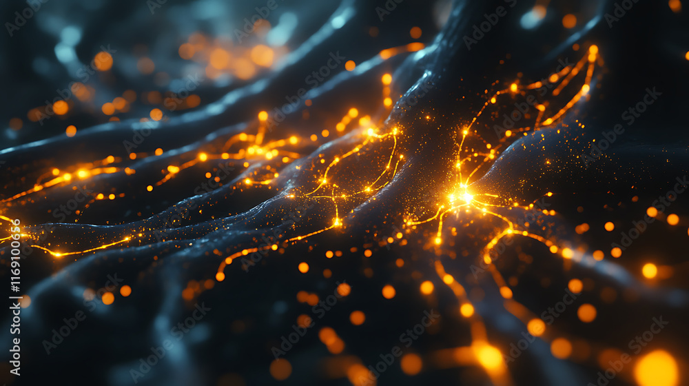 Aufkleber illuminating neural connections abstract technology visualization digital realm 3d graphics close-up