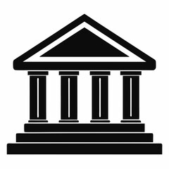Obraz premium Bank Building Silhouette Vector Art