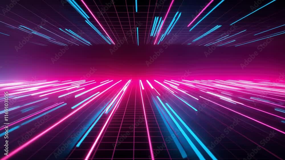 Aufkleber a vibrant digital landscape with lines of neon light creating a dynamic sense of speed and motion