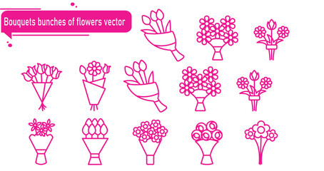 Bouquets bunches of flowers vector