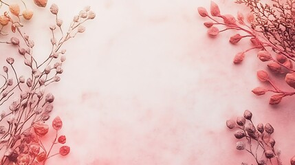 Obraz premium Delicate Pink Floral Branches Frame Background