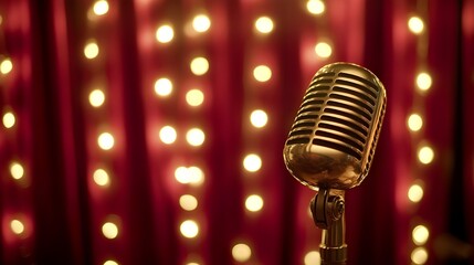 Vintage Microphone with Soft Spotlight.