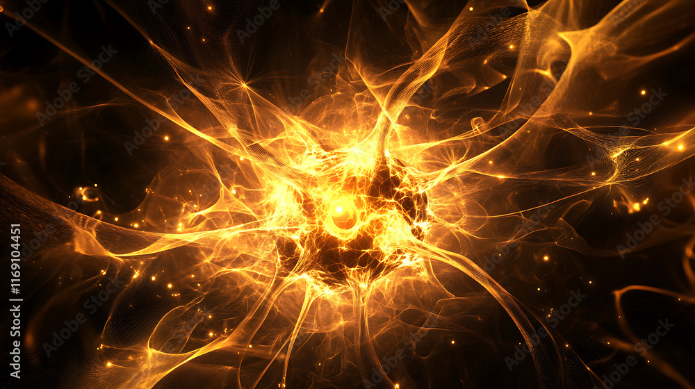 Poster dynamic energy burst digital realm abstract art dark background close-up view power of creation