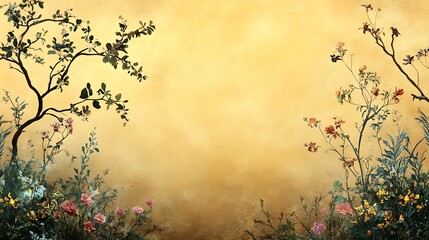 pastel floral golden background