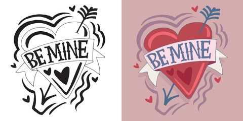 Trendy hand drawn doodle lettering quote about love and Valentine's day. Lettering for t-shirt design, mug print, bag print, clothes fashion. 100% hand drawn vector image.