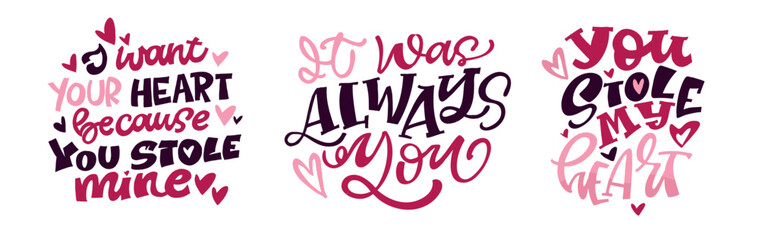 Trendy hand drawn doodle lettering quote about love and Valentine's day. Lettering for t-shirt design, mug print, bag print, clothes fashion. 100% hand drawn vector image.