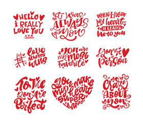 Trendy hand drawn doodle lettering quote about love and Valentine's day. Lettering for t-shirt design, mug print, bag print, clothes fashion. 100% hand drawn vector image.