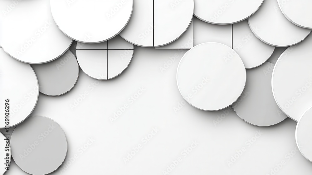 Aufkleber abstract composition with white and gray circles on a textured background for modern design projects