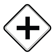 Traffic warning sign ahead there is an intersection, isolated on white background.highway.