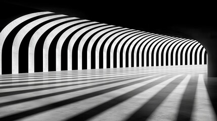 Modern architectural interior with light and shadow patterns in a minimalistic design space