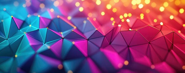 Illumination sparkle directional concept. Colorful geometric patterns with vibrant lighting and a 3D effect create a visually striking abstract design.