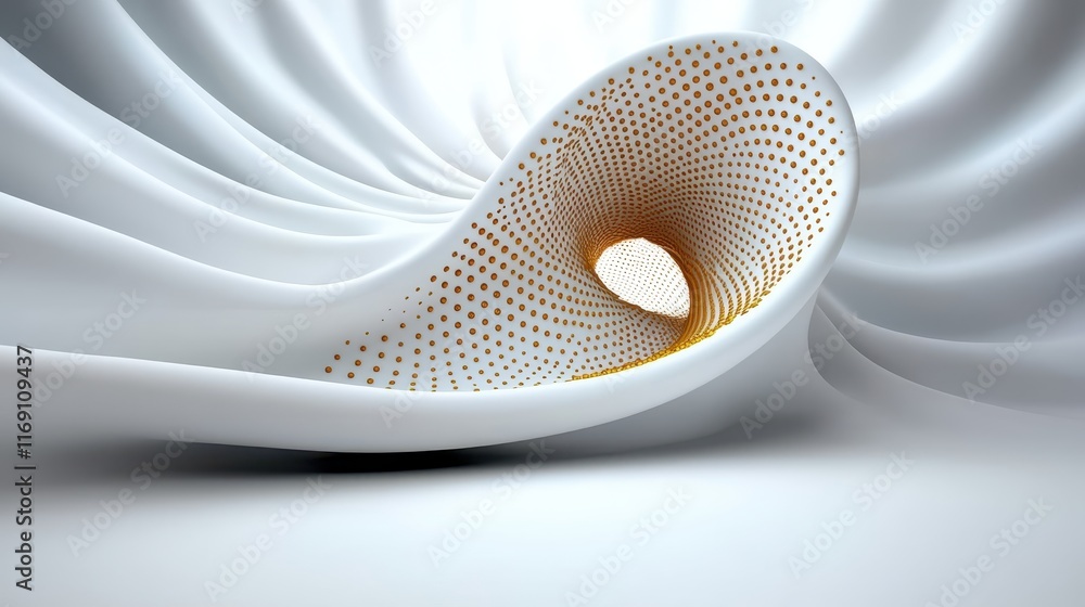 Aufkleber abstract wave pattern with flowing textures and dots in soft white and warm yellow hues