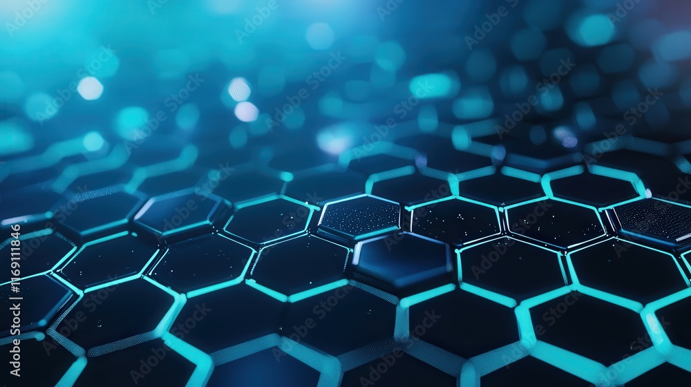 Poster close-up of a graphene sheet, emphasizing its hexagonal molecular pattern