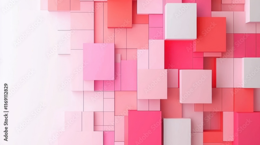 Poster colorful abstract background with overlapping rectangular shapes in shades of pink and red
