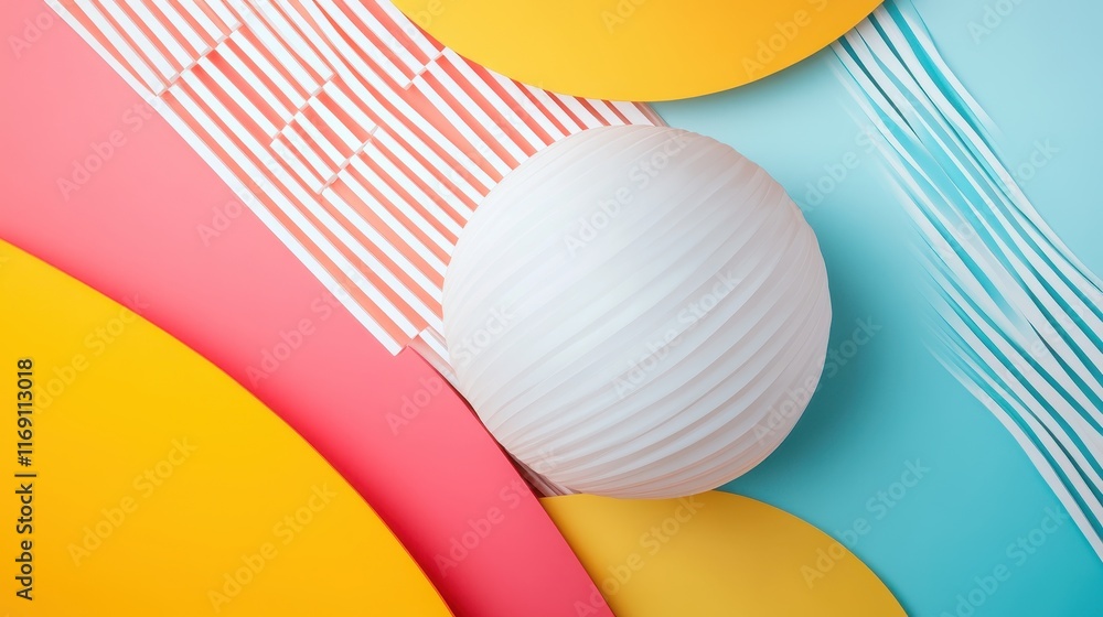 Poster three dimensional dynamic composition with colorful patterns and shapes in photography