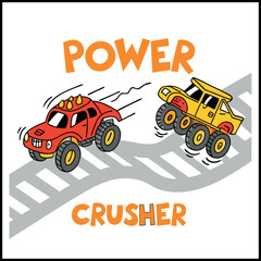 Monster Trucks Racing T-Shirt Vector Design © Design Planer