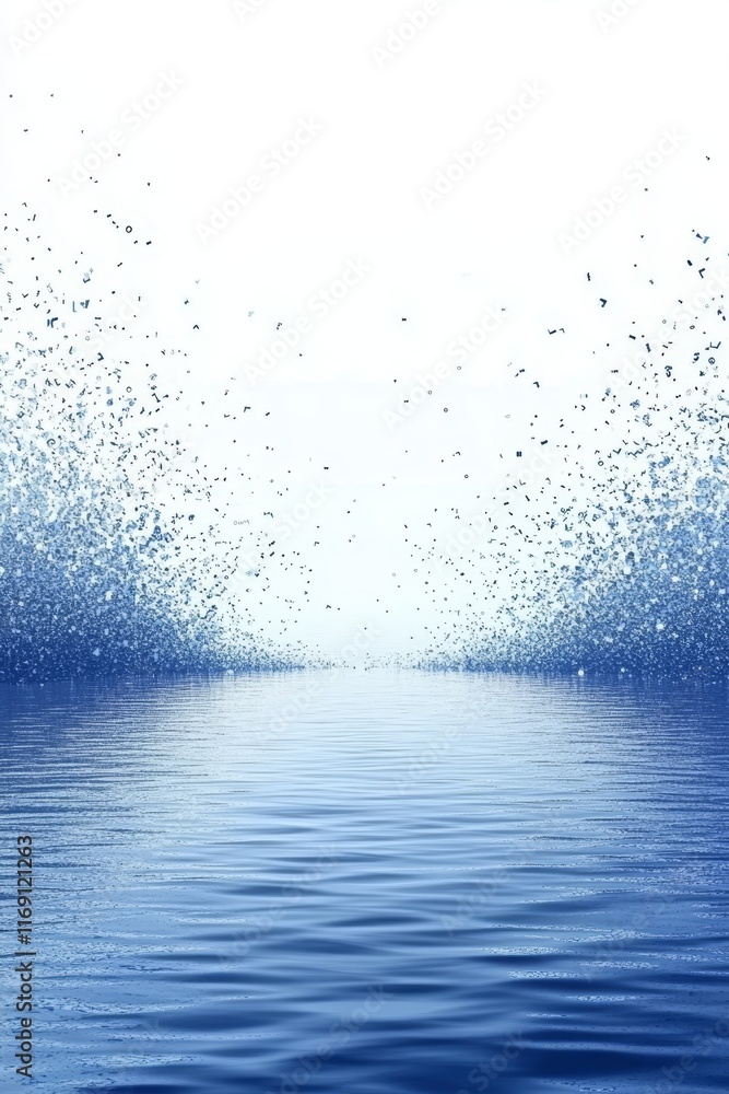 Poster abstract blue and white gradient background with digital data stream, technology concept.