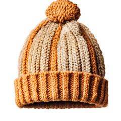 Obraz premium hand knitted wool cap isolated on transparent background hat png