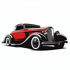 Fototapeta premium Stylish black car with red accents and dynamic background