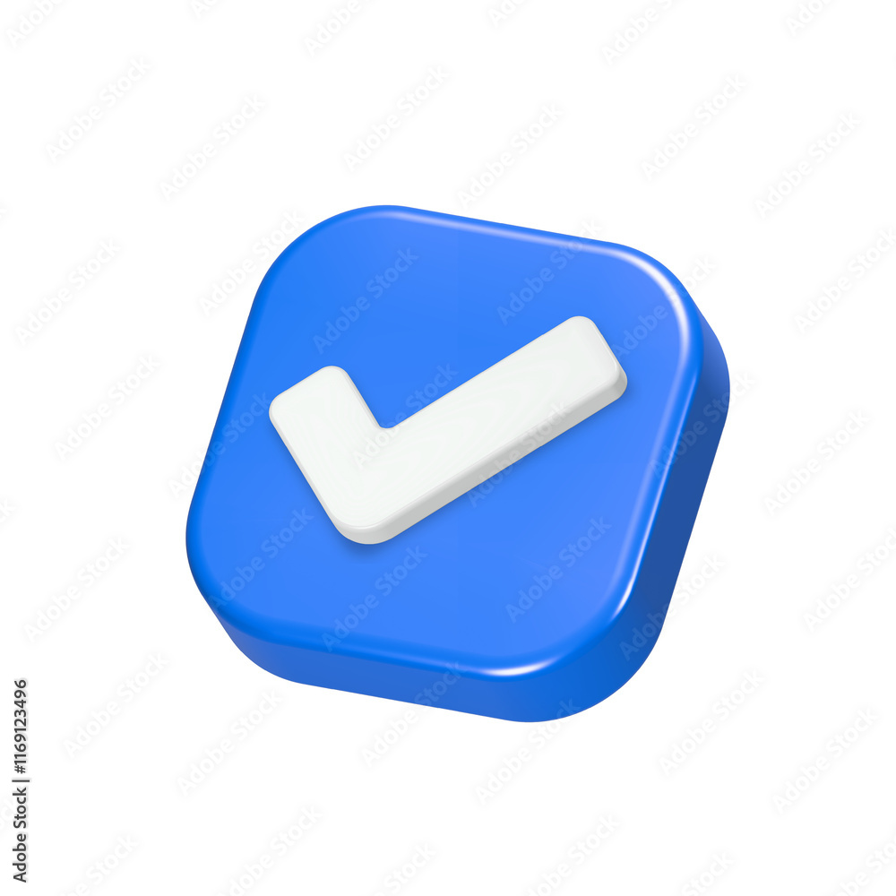 Wall mural check validation icon 3d blue color
