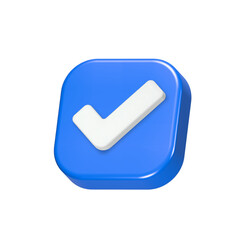 check validation icon 3d blue color