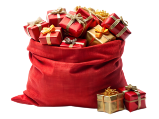 Christmas red sack full of presents cut out