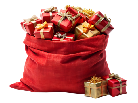 Christmas red sack full of presents cut out