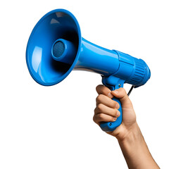Marketing or advertisement holding a megaphone isolated on a transparent background