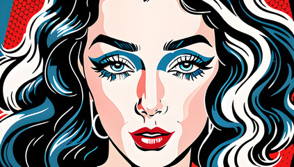 Girl illustration drawing pop art, portrait of a beautiful woman.generative ai