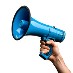 hand holding a megaphone for advertising and marketing isolated on transparent background