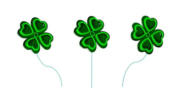 four clover - animation for st.patrick day - 3D animation