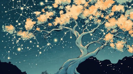 Celestial Tree Branches Reaching For The Stars