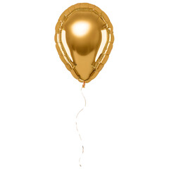 Shiny Golden Balloon Isolated on Transparent Background 