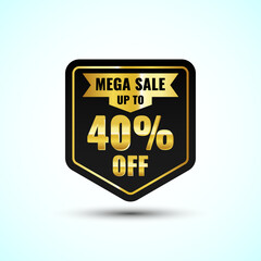 Mega sale up to 40 percent off symbols. Sale discount icon. Special offer price sign