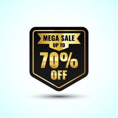 Mega sale up to 70 percent off symbols. Sale discount icon. Special offer price sign
