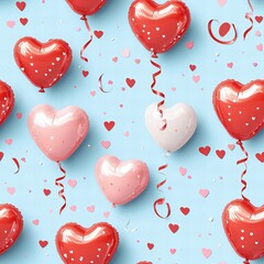 Heart Balloons Festive Party Decor Seamless 300 DPI Pattern Design